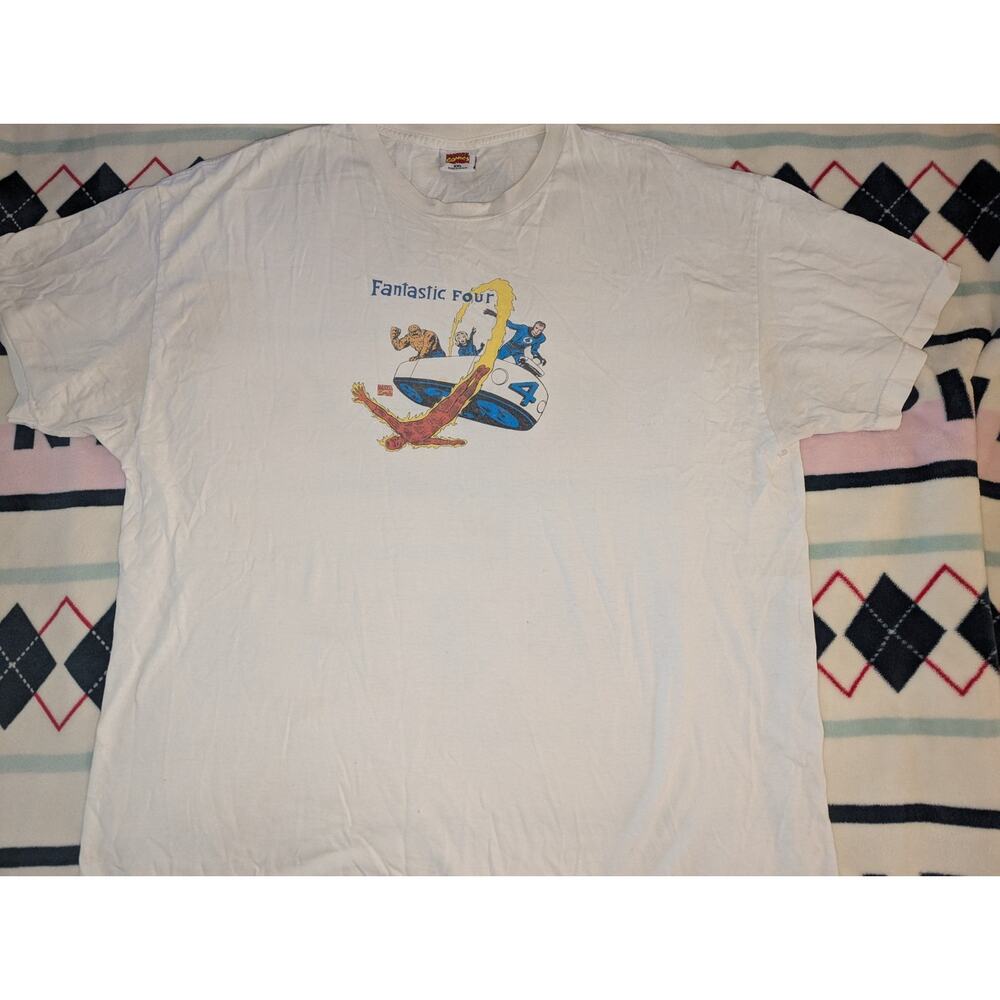 2XL Vintage White Marvel Comics Fantastic Four T-Shirt - Jack Kirby - Size XXL